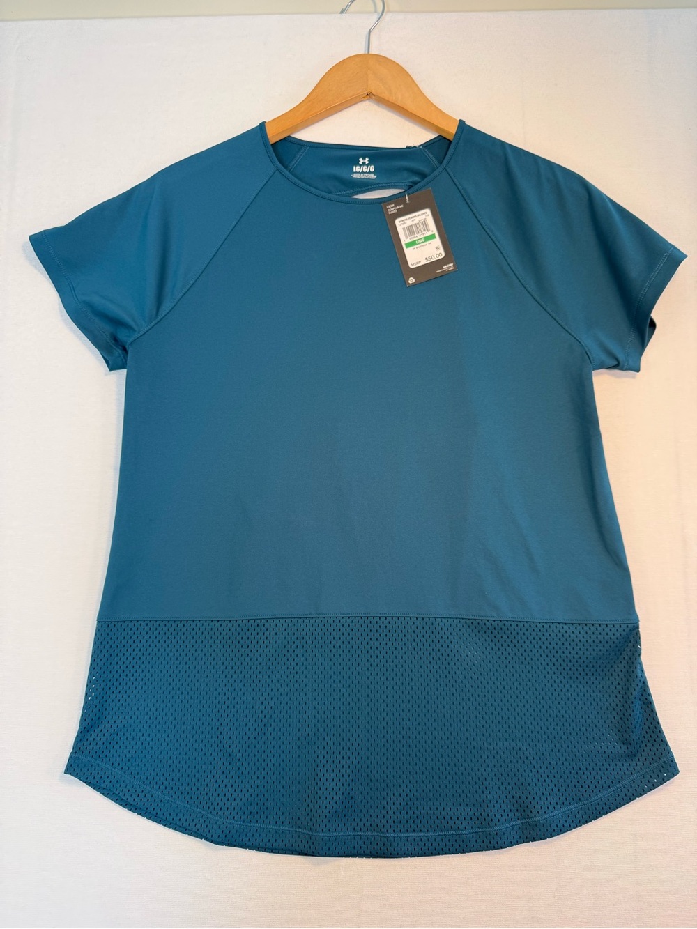 Under Armour Women's Teal Short-Sleeve Mesh-Hem Performance Tee